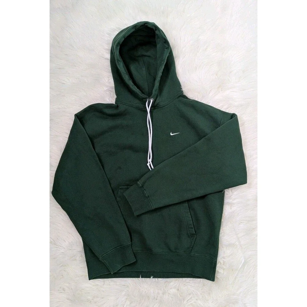 Nike Solo Swoosh Fleece Pullover Hoodie Men’s Size Medium Pine Green